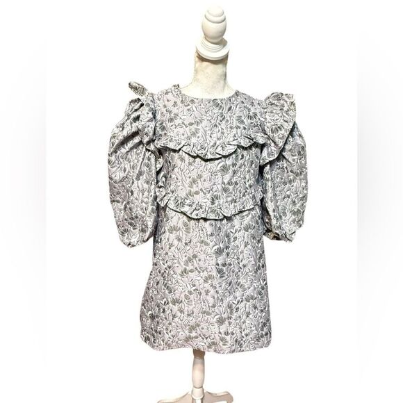 En Saison Michelle Purple Floral Jacquard Puff Sleeve Mini Dress Victorian L NWT - Picture 3 of 7